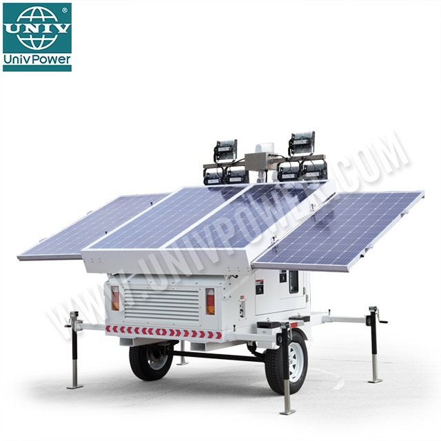 L'énergie solaire portative de système d'énergie solaire soutient l'utilisation extérieure de remorque de surveillance